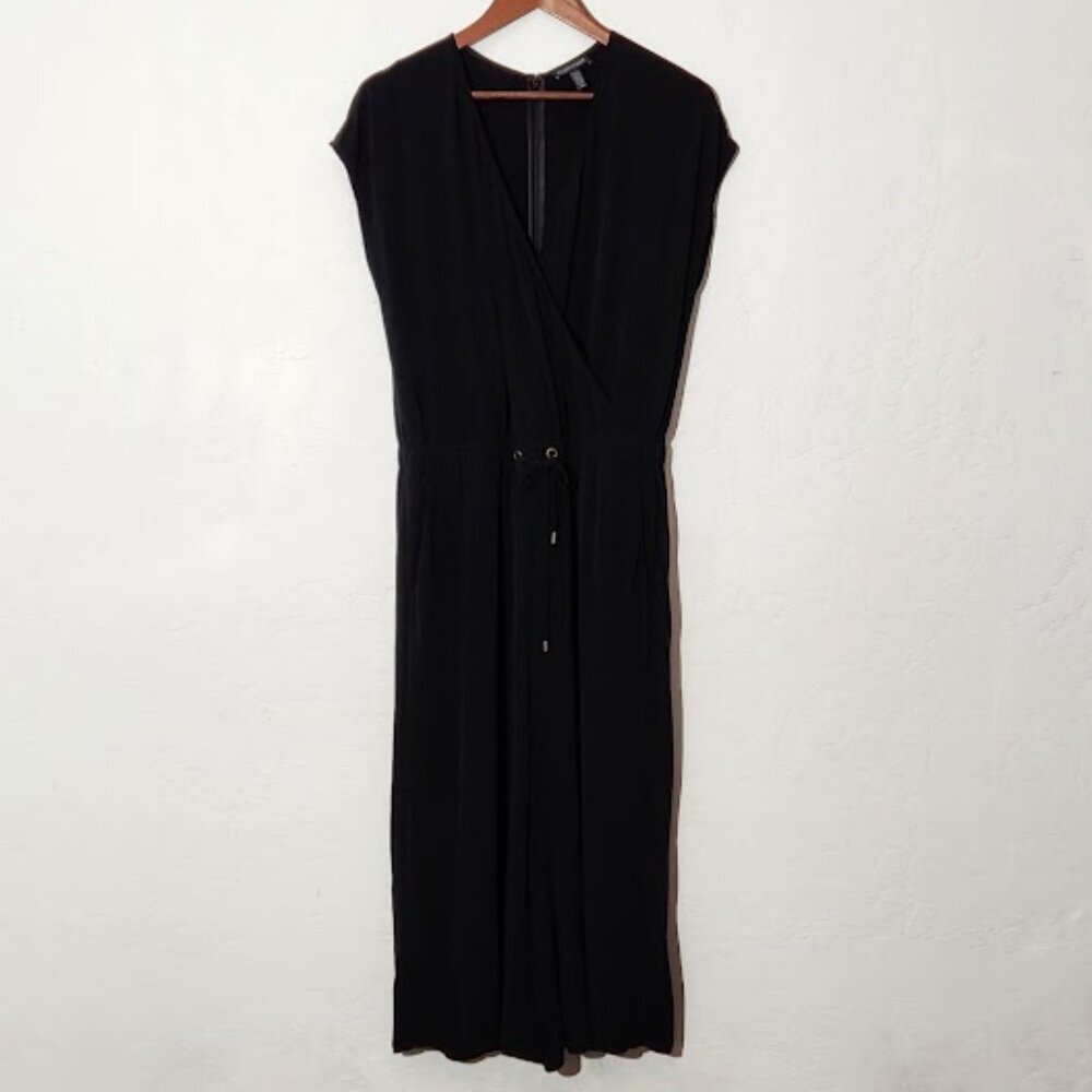 EILEEN FISHER Women’s Wide Leg Cropped Jumpsuit Black Sz Medium